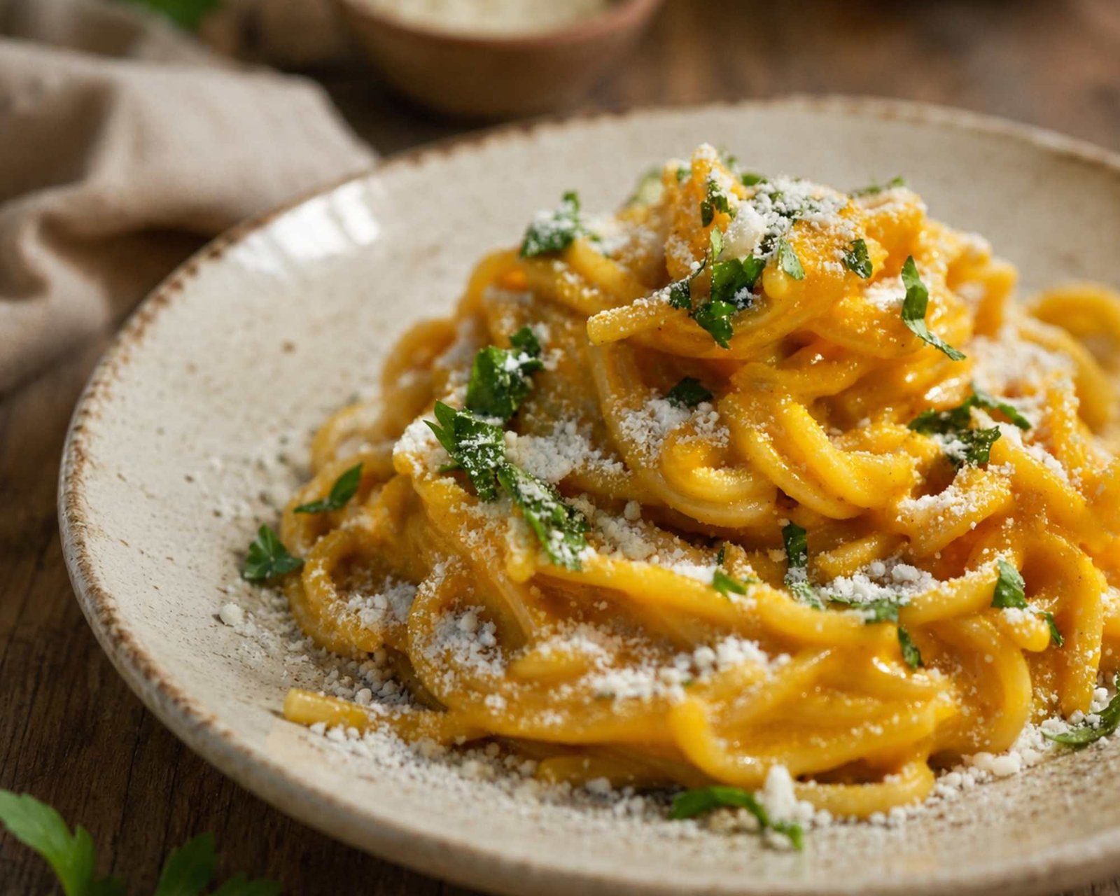 Pasta settembrina alla crema di zucca: veloce e saporita, l’autunno lo accogliamo al meglio!