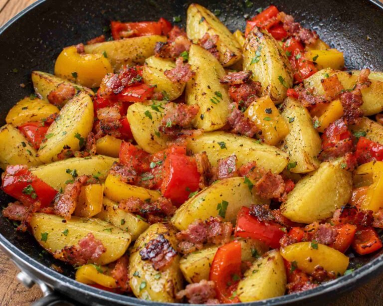 padellata di patate, peperoni e pancetta